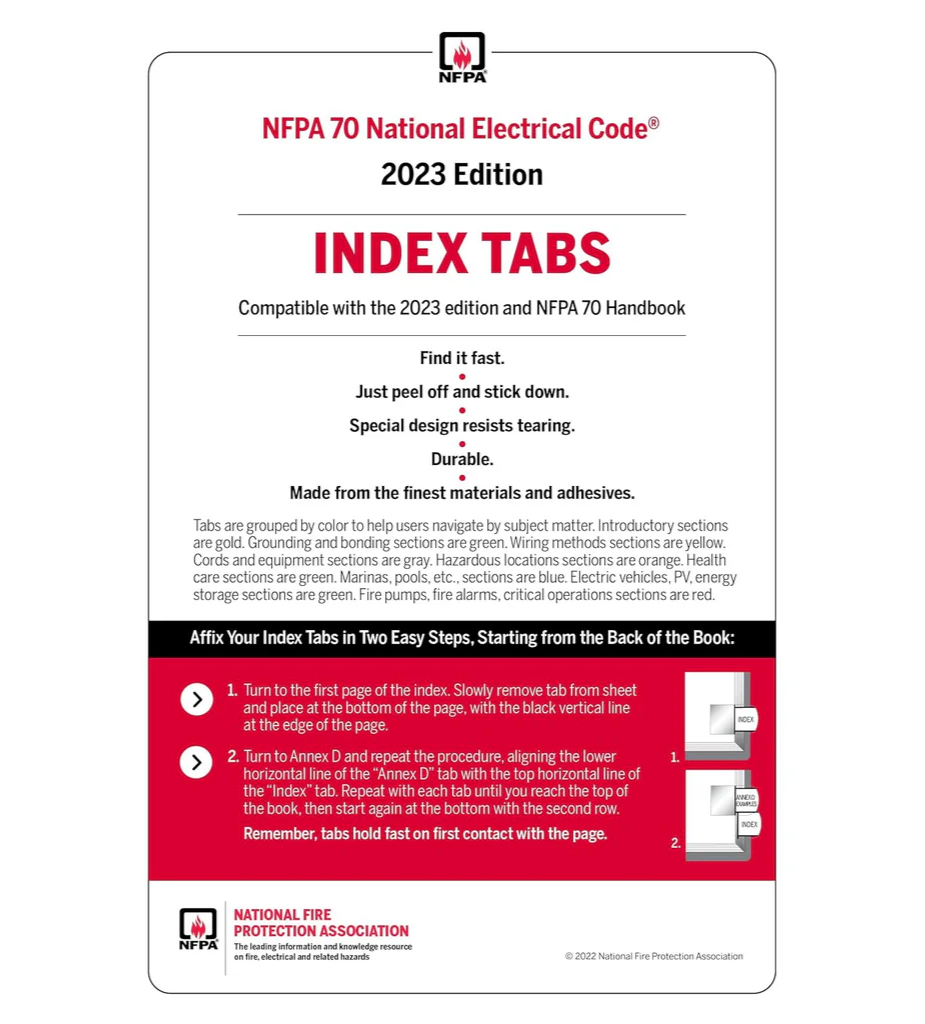 2023 NFPA National Electrical Code Tabs