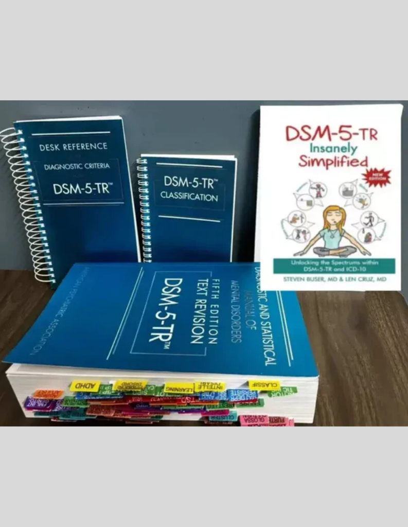 DSM 5 TR + Index tab, Desk Reference Spiral, Classification & DSM SIMPLIFIED Combo, ISBN: 978-1685030476, 978-0890425763, 978-0890425831
