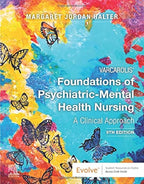 Book cover of 'Foundations of Psychiatric-Mental Health Nursing' with colorful butterfly design