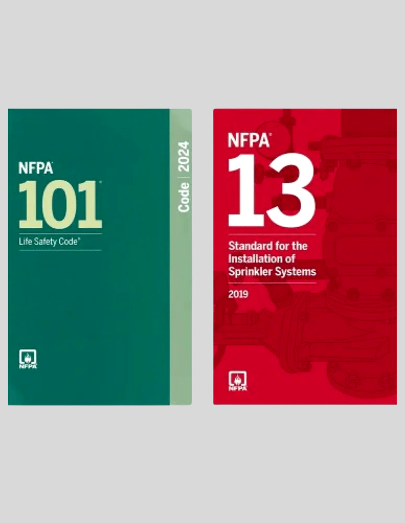 NFPA 101 2024 + NFPA 13 2019 (NFPA CODE SERIES) ISBN: 978-1455930562, 978-1455920907