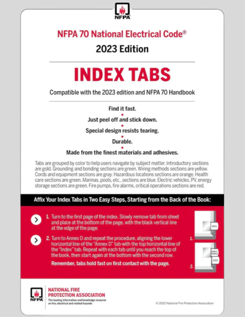 2023 NFPA National Electrical Code Tabs