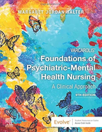 Book cover of 'Foundations of Psychiatric-Mental Health Nursing' with colorful butterfly design
